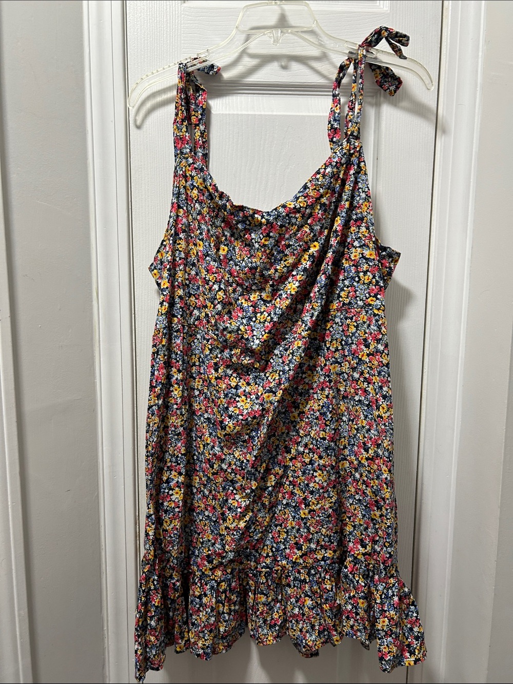 Old Navy Girls Floral Tie-Shoulder Sundress in Navy, Pink, Yellow